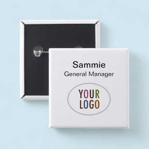 Anpassningsbar Square Namn-knappstift med Logotyp  Knapp