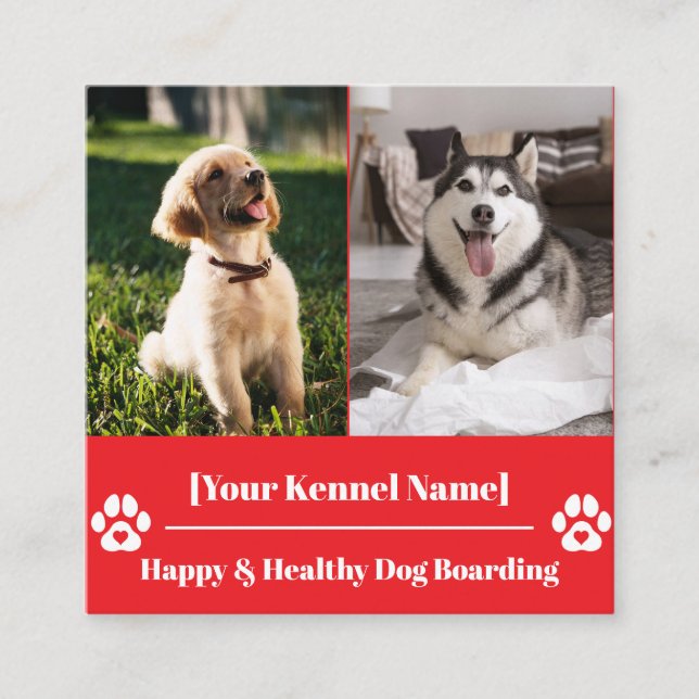 Anpassningsbar Square Pet Kennel med Paw Print Fyrkantigt Visitkort (Framsida)