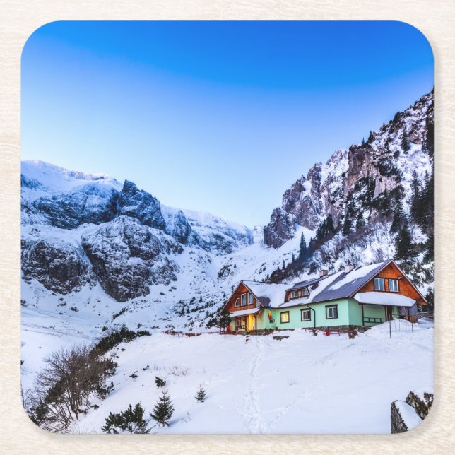 Anpassningsbar Square Underlägg Malaiesti, Bucegi- Papper Kvadrat (Framsidan)