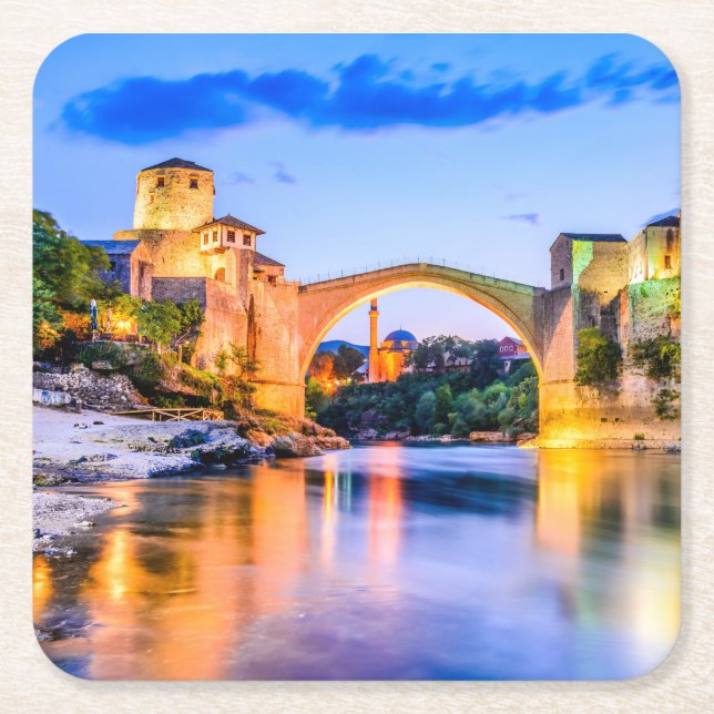 Anpassningsbar Square Underlägg Mostar Papper Kvadrat (Framsidan)