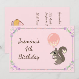 Anpassningsbar Squirrel Birthday Inbjudan