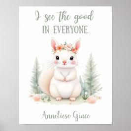 Anpassningsbar Squirrel Woodland Girls Nursery Blo Poster
