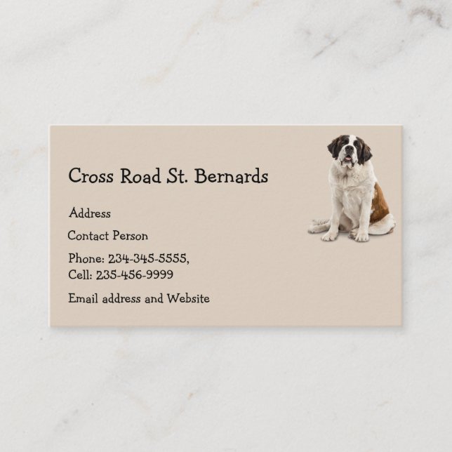 Anpassningsbar St. Bernard Hund Pet Animal Logotyp Visitkort (Framsida)