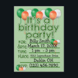Anpassningsbar St patricks day Födelsedagsfest inb Inbjudan Vykort<br><div class="desc">Anpassa dessa inbjudningar med informationen om St. Patrick-Day-födelsedagsfesten. Det är så enkelt att göra, bara redigera texten, korrekturläsning och beställning! Om du behöver hjälp eller vill ha ytterligare anpassning kontaktar du oss via länken Skicka meddelande i den lämnat handkolumnen. Vi är lycklig för att hjälpa till med allt från enkla...</div>