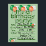 Anpassningsbar St patricks day Födelsedagsfest inb Inbjudan Vykort<br><div class="desc">Anpassa dessa inbjudningar med informationen om St. Patrick-Day-födelsedagsfesten. Det är så enkelt att göra, bara redigera texten, korrekturläsning och beställning! Om du behöver hjälp eller vill ha ytterligare anpassning kontaktar du oss via länken Skicka meddelande i den lämnat handkolumnen. Vi är lycklig för att hjälpa till med allt från enkla...</div>