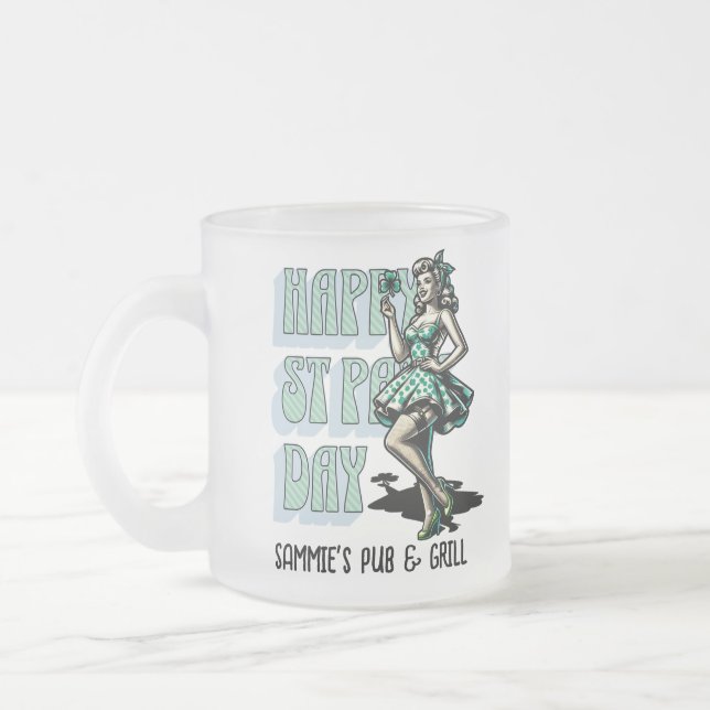Anpassningsbar St patrick's day Pinup Girl med Sha Frostad Glasmugg (Vänster)