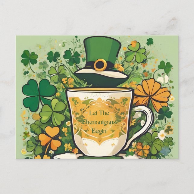 Anpassningsbar St Patrick's Day Shenanigans-fest Meddelande Vykort (Framsida)