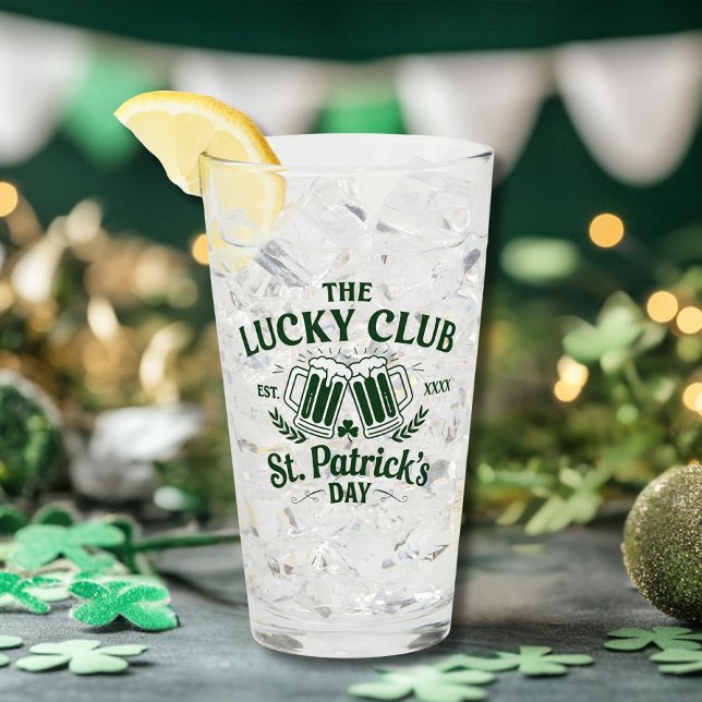 Anpassningsbar St. Patrick's Day 'the Lucky Klubb' Glaskopp (Custom St. Patrick’s Day 'The Lucky Club' Logo Glass)