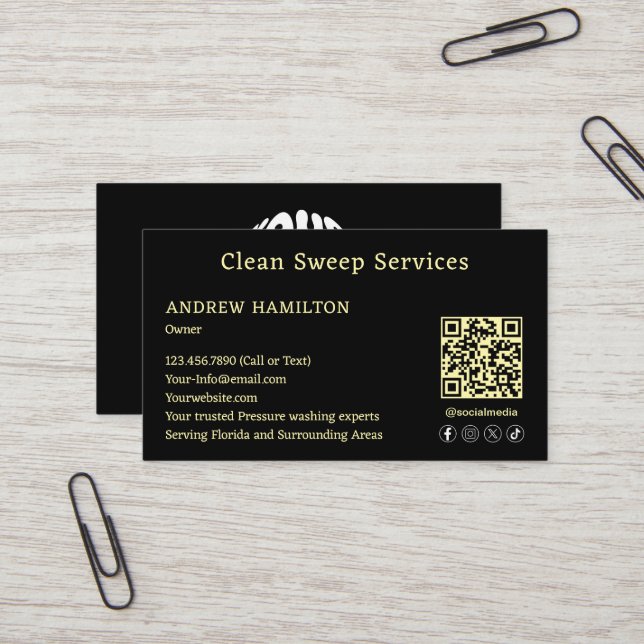 Anpassningsbar Städning tjänstmall för enkelt mode Visitkort (Fram/Back In Situ)