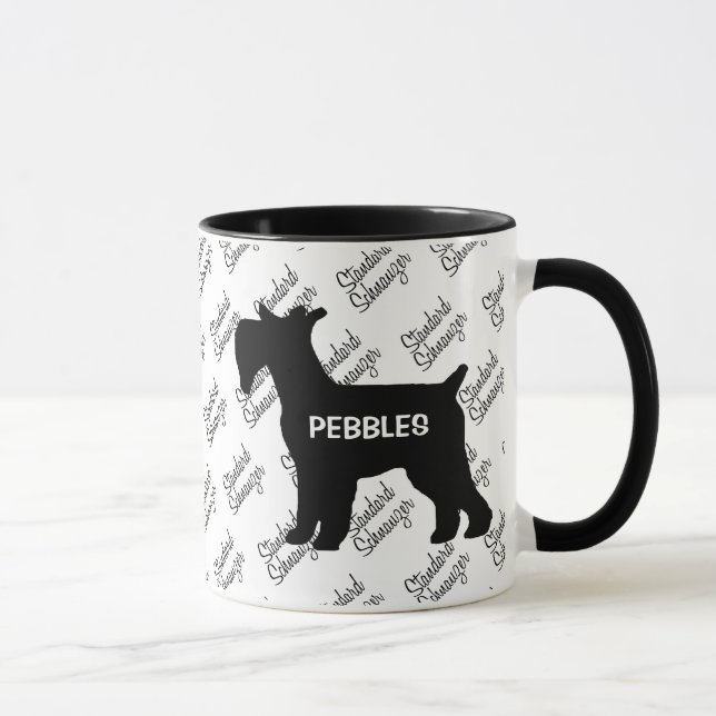 ANPASSNINGSBAR Standard Schnauzer Hund Silhouette Mugg (Höger)