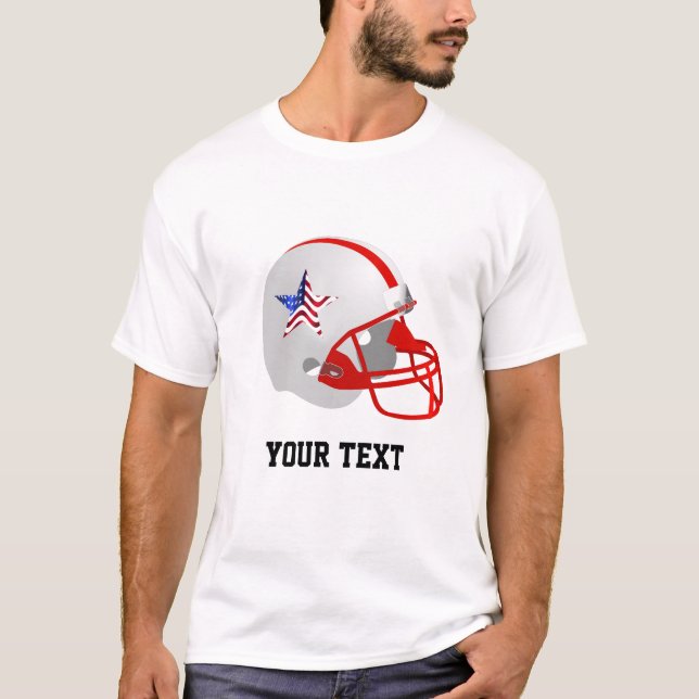 Anpassningsbar Star på Red White American Football T Shirt (Framsida)