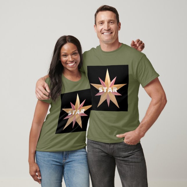 Anpassningsbar Star-textutmattning Grönt Färg T-Sh T Shirt (Unisex)