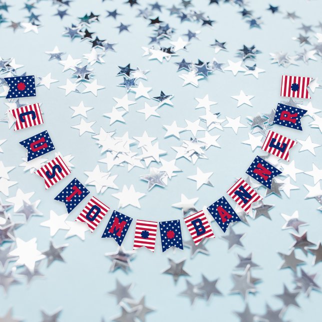 Anpassningsbar Stars Rand 4 juli Patriotic Banner Vimplar (Custom Stars Stripes 4th of July Patriotic Banner)