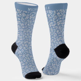 Anpassningsbar Steel Blue Blommigt Silver White Fl
