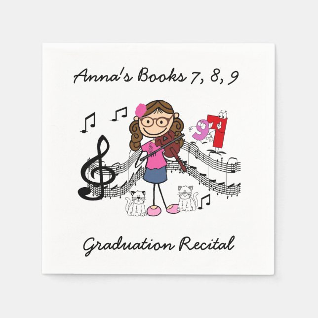 Anpassningsbar Stick figur Violin Player Pappra Na Pappersservett (Framsidan)