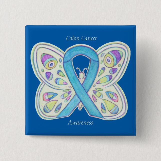 Anpassningsbar-stift i Colon Cancer Butterfly Awar Knapp (Framsida)