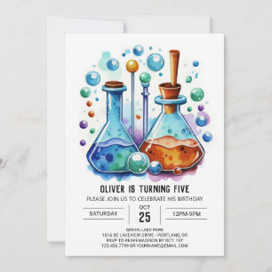 Anpassningsbar Stollig Experiment Scientist Birthd Inbjudningar