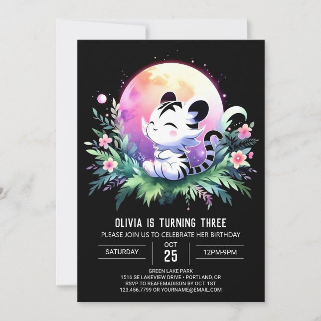 Anpassningsbar Stollig Tiger Birthday Inbjudningar (Framsida)