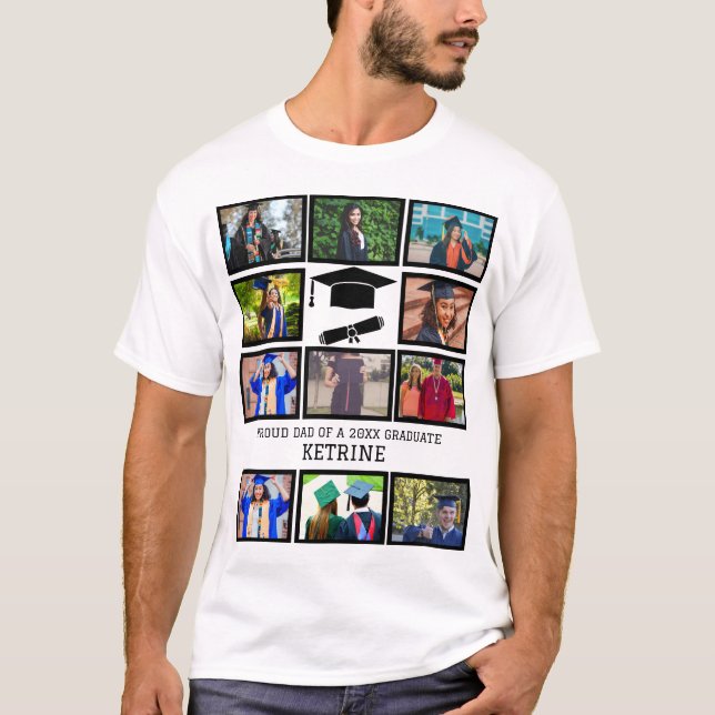 Anpassningsbar stolt pappa om fotokollage i studen t shirt (Framsida)