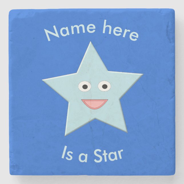 Anpassningsbar Stone för Bright Blue Firande Star  Underlägg Sten (Framsidan)