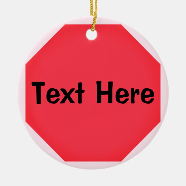 Anpassningsbar Stop Sign Emoji Julgransprydnad Keramik (Framsidan)