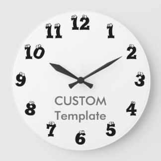 Anpassningsbar stor 10,75-tums ROUND Wall Clock EY Klocka