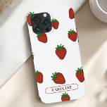 Anpassningsbar Strawberry White<br><div class="desc">Ge nya vibes till din mobila med Anpassningsbarna Jordgubbe iphone case. Den spelande jordgubbsbäret mönster lägger till en roligt och trendig vid enheten samtidigt som den ger ett tillförlitligt skydd. Anpassa den med ditt namn eller monogram för ett unikt stil som är ditt eget. färg som finns i 10 bakgrundsplatser...</div>