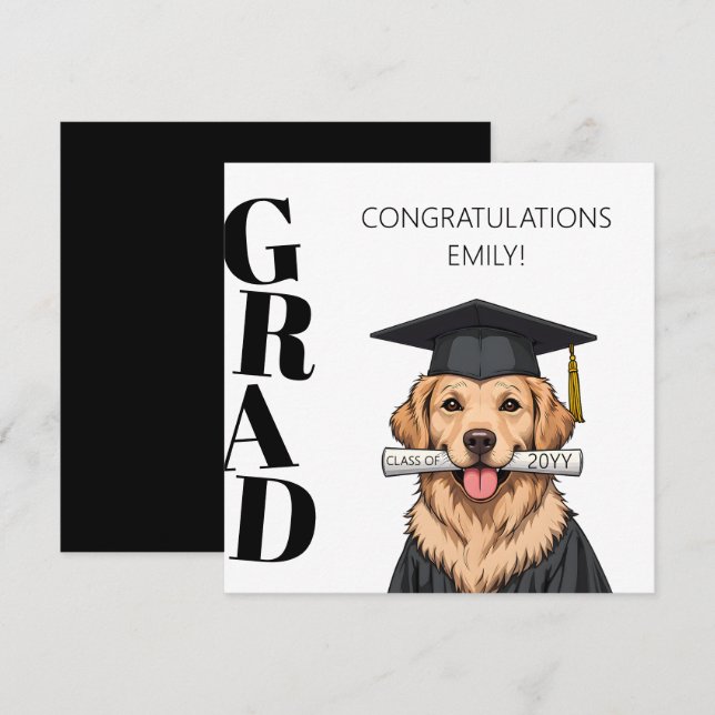 Anpassningsbar Student Cute Golden Retriever Hund Kort (Fram/baksida)