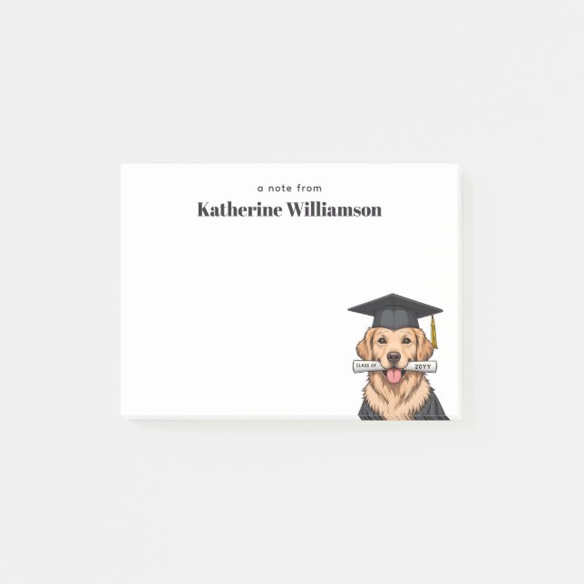 Anpassningsbar Studenten Cute Golden Retriever Hun Post-it Block (Framsida)