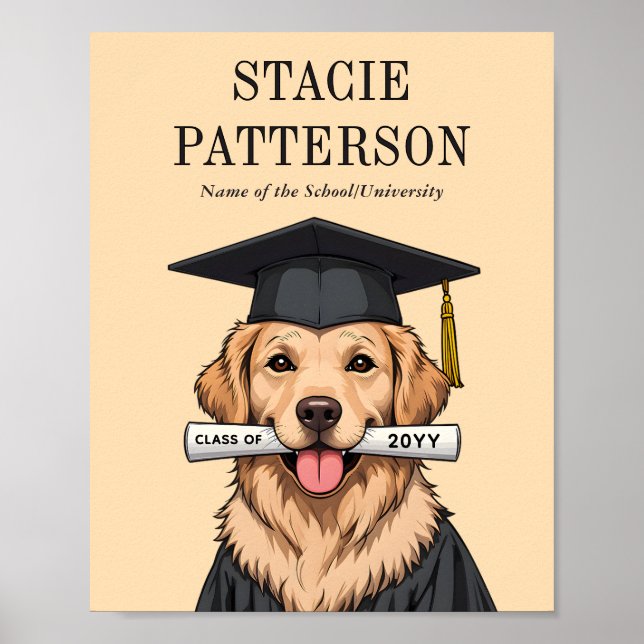 Anpassningsbar Studenten Cute Golden Retriever Hun Poster (Framsidan)