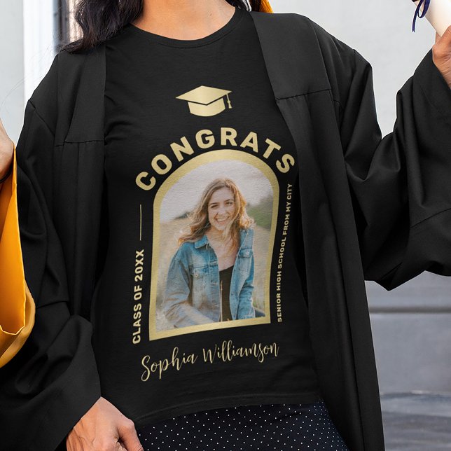 Anpassningsbar studenten fotofoto gratulerar grad  t shirt (Skapare uppladdad)