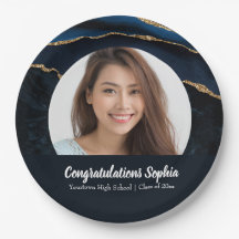 Anpassningsbar Studenten fotomarble Agate Blue