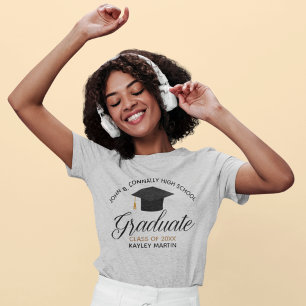 Anpassningsbar Studenten, klass 2025: Skolan Namn T Shirt