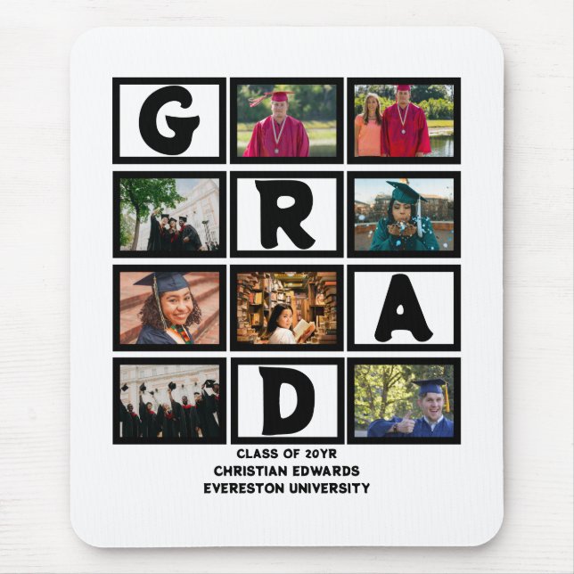 Anpassningsbar Studenten klass 8 fotokollage år 8 Musmatta (Framsidan)