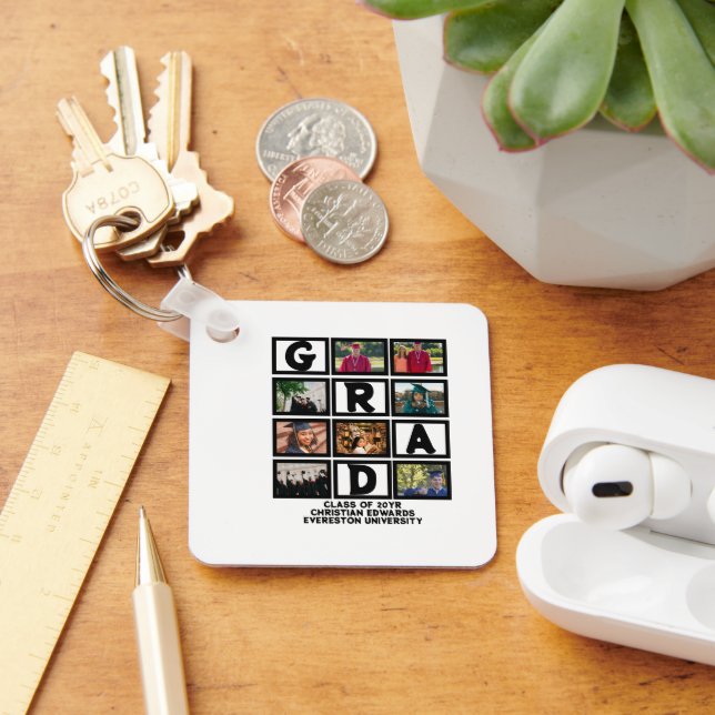 Anpassningsbar Studenten klass 8 fotokollage år 8 Nyckelring (Skrivbord)