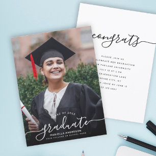 Anpassningsbar Studenten Modern Elegant Script Pho Inbjudningar