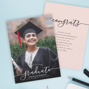 Anpassningsbar Studenten Modern Elegant Script Pho Inbjudningar