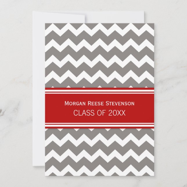 Anpassningsbar Studentfest Inbjudan Red Chevron (Framsida)