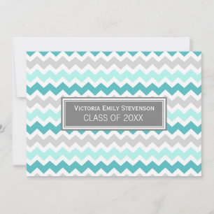 Anpassningsbar Studentfest Inbjudan Teal Chevron