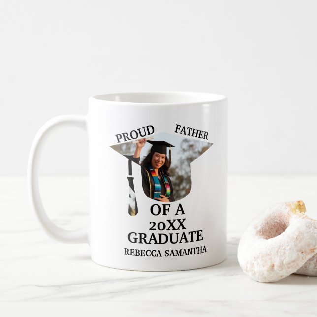 Anpassningsbar Studentmössa-fotot stolt far Kaffemugg (Med munk)