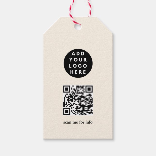 Anpassningsbar stugaffär Logotyp QR-kod Presentetikett (Framsidan)