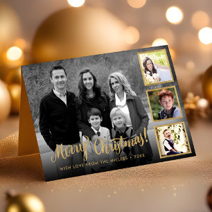 Anpassningsbar Styish Guld God jul Photo Collage Helgkort