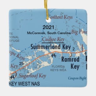 Anpassningsbar Summerland Nyckel Florida Karta Cer Julgransprydnad Keramik