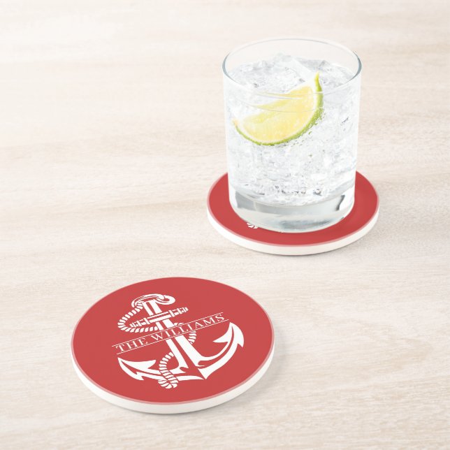 Anpassningsbar Summery White Nautical Anchor on Mö Underlägg (Sidan)