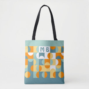 Anpassningsbar Sunny Orange Teal Blue Retro Art Mö Tygkasse