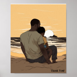 Anpassningsbar Sunset by the Beach Far and Child P Poster