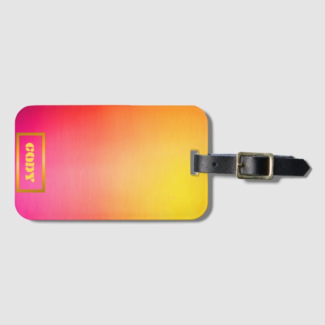 Anpassningsbar Sunset Ombre Rosa and Gult Travel Bagagebricka (Framsida horisontal)