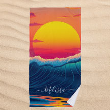 Anpassningsbar Sunset Wave Beach Towel -