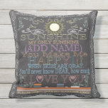 Anpassningsbar Sunshine Vintage Chalkboard Artwork Utomhuskudde<br><div class="desc">Lägg till en namn till den här snygga vintagen-krita-teckningen för att göra en speciell gåva till någon du bryr dig om.</div>