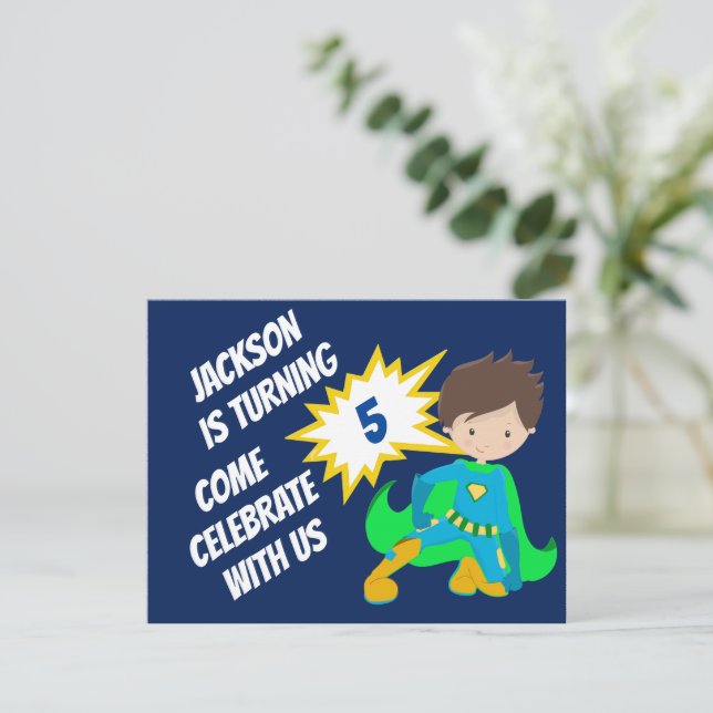 Anpassningsbar Superhjälte Action Hero Barns födel Inbjudningar (Stående Fram)